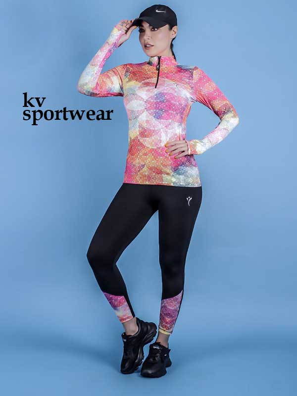 ست تیشرت لگ نیم زیپ فینگردار ورزشی زنانه کد 002