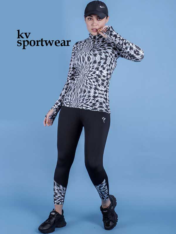 ست تیشرت لگ نیم زیپ فینگردار ورزشی زنانه کد 002