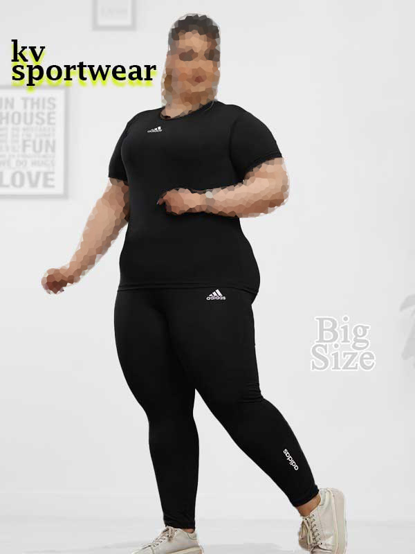 ست تیشرت شلوار سایز بزرگ ورزشی زنانه adidas کد 001