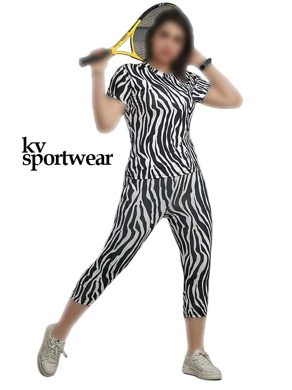 ست تیشرت شلوارک ورزشی زنانه طرح Zebra