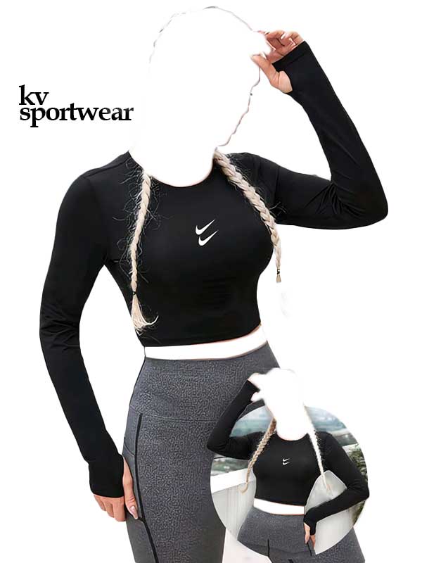 تیشرت کراپ فینگردار ورزشی زنانه دبل Nike