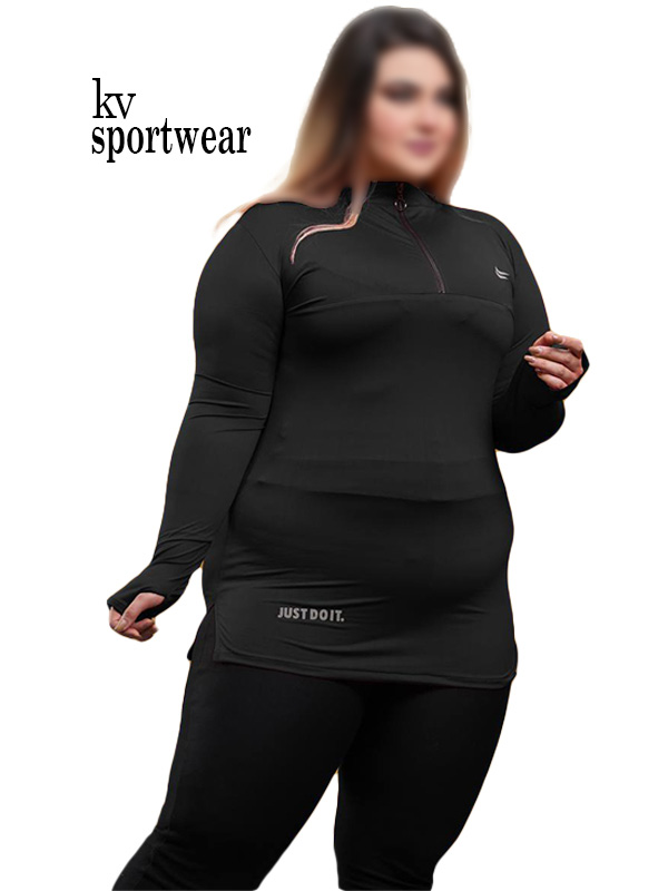 تیشرت نیم زیپ فینگردار سایز بزرگ ورزشی زنانه Nike