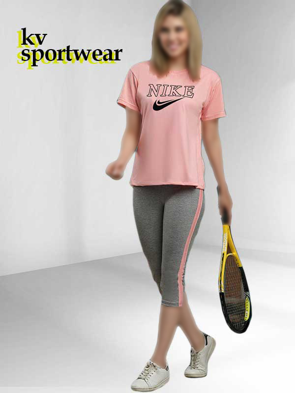 ست تیشرت شلوار نخی ملانژ زنانه Nike