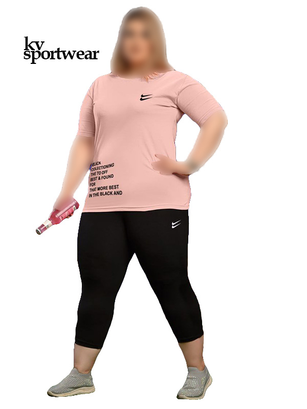تیشرت شلوارک نخی بیگ سایز زنانه دبل Nike