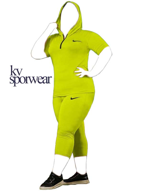 تیشرت شلوارک نیم زیپ کلاهدار سایز بزرگ زنانه Nike