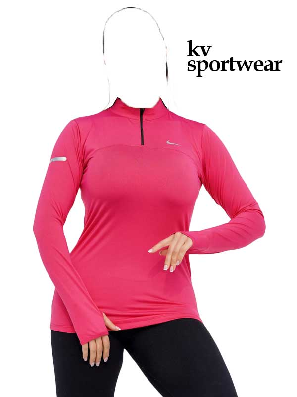 تیشرت نیم زیپ فینگردار ورزشی زنانه Nike