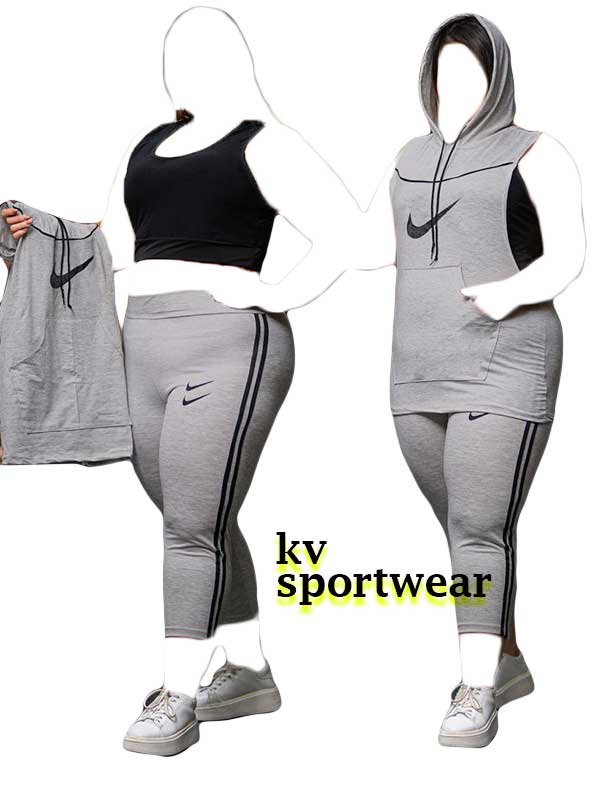 ست نیم تنه شلوار و کاور بیگ سایز ملانژ ورزشی زنانه Nike