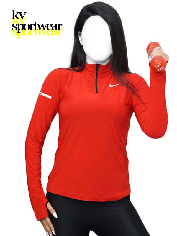 تیشرت نیم زیپ فینگردار ورزشی زنانه NIKE کد 014