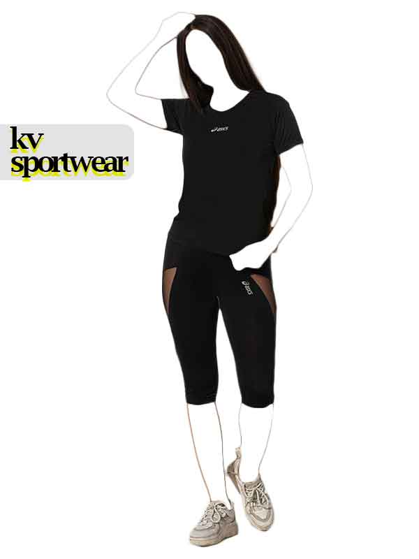 ست تیشرت شلوارک بلند ورزشی زنانه asics کد 001