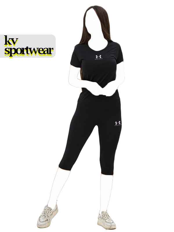 ست تیشرت شلوارک بلند ورزشی زنانه under armour کد 001