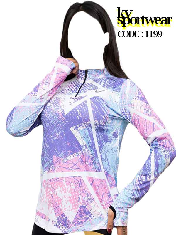 تیشرت نیم زیپ فینگردار ورزشی زنانه NIKE کد 012