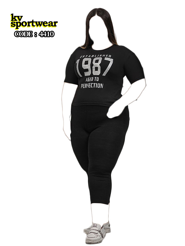 ست کراپ شلوار برمودا نخی سایز بزرگ ورزشی زنانه کد 002