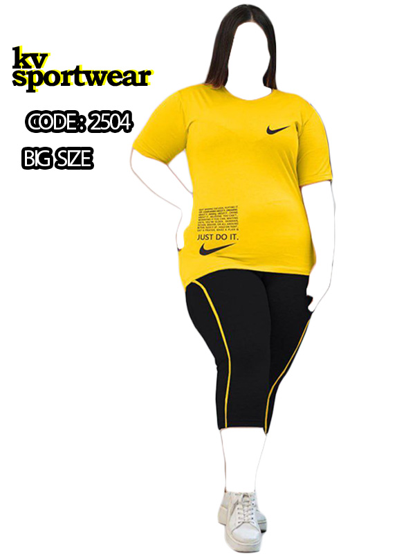 ست تیشرت شلوارک نخی سایز بزرگ ورزشی زنانه NIKE کد 002