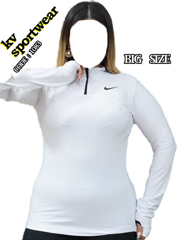 تیشرت نیم زیپ فینگردار سایز بزرگ ورزشی زنانه NIKE کد 002