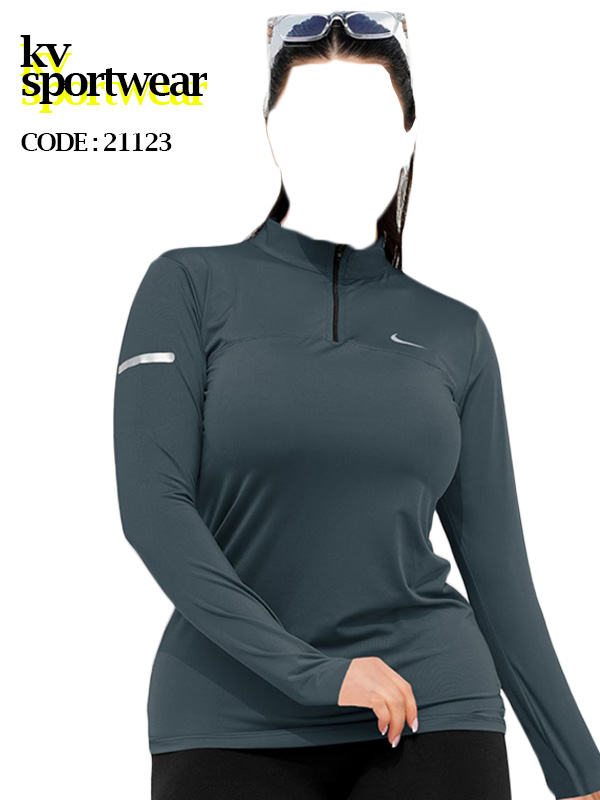تیشرت نیم زیپ فینگردار ورزشی زنانه Nike کد 0014