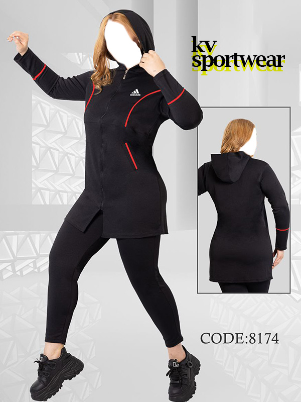 ست مانتو شلوار کلاهدار ورزشی زنانه adidas کد 001