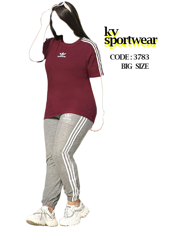 تیشرت شلوار ورزشی سایز بزرگ زنانه سه خط  adidas
