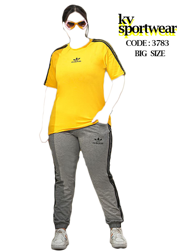 ست تیشرت شلوار ورزشی سایز بزرگ زنانه adidas کد 003