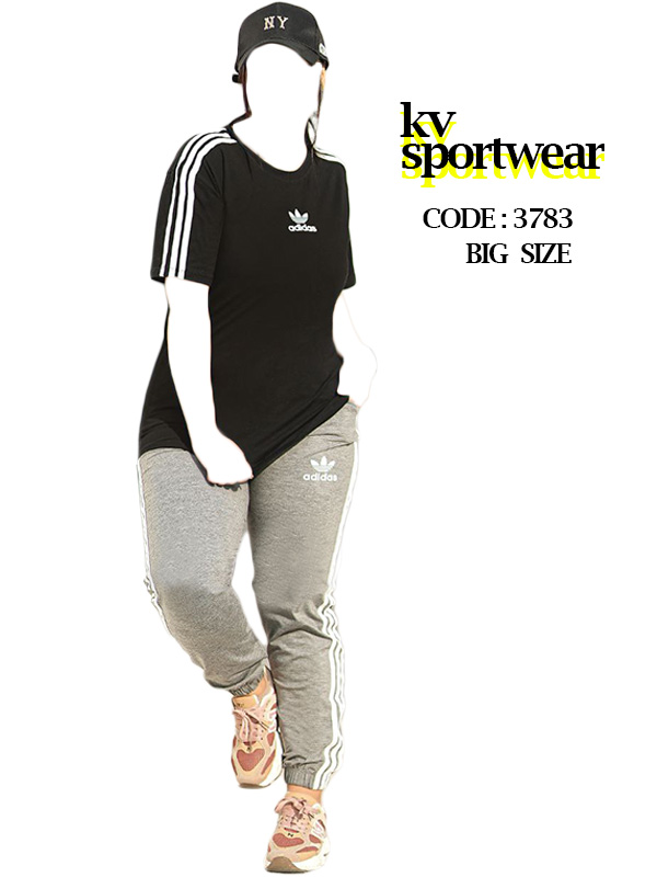 ست تیشرت شلوار ورزشی سایز بزرگ زنانه adidas کد 004