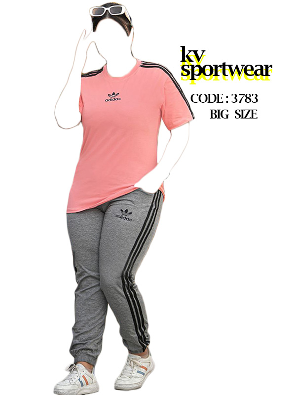 ست تیشرت شلوار ورزشی سایز بزرگ زنانه adidas کد 004