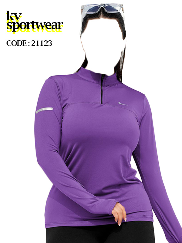 تیشرت نیم زیپ فینگردار ورزشی زنانه Nike کد 0014