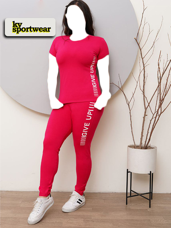ست تیشرت شلوار نخی سایز بزرگ ورزشی زنانه کد 002