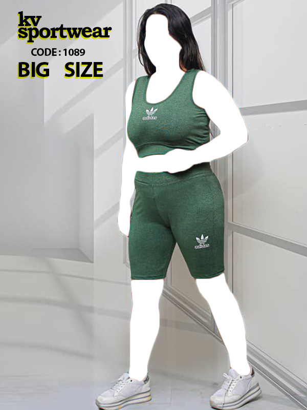 ست نیم تنه شلوارک سایز بزرگ ورزشی زنانه adidas کد 001