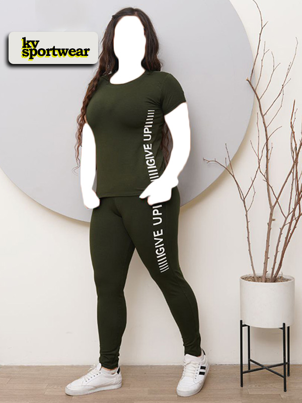 ست تیشرت شلوار نخی سایز بزرگ ورزشی زنانه کد 002