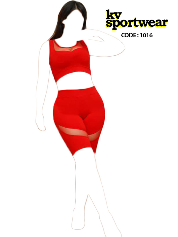 ست نیم تنه شلوارک نخی ورزشی زنانه کد 002