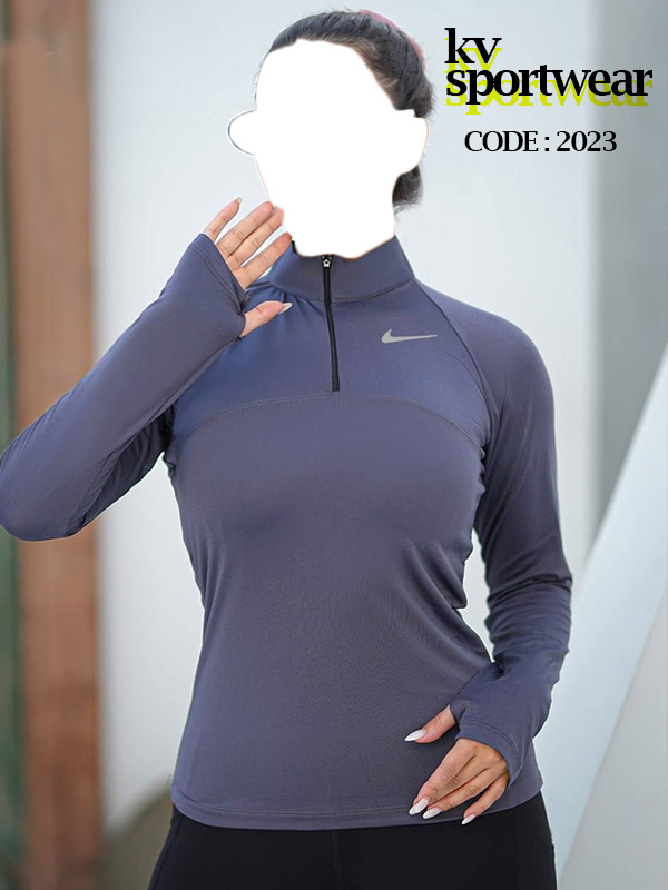 تیشرت نیم زیپ فینگردار ورزشی زنانه Nike کد 008