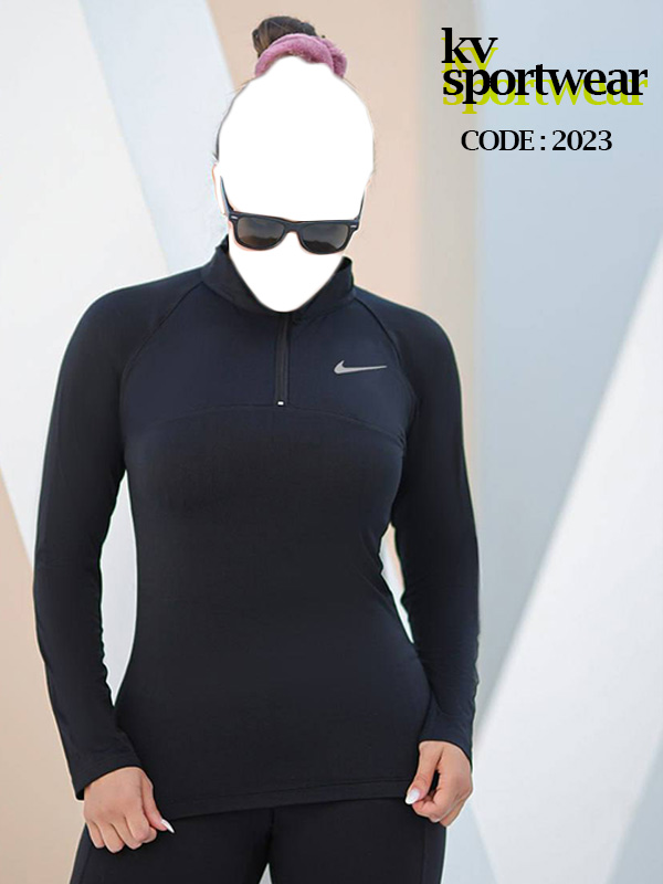 تیشرت نیم زیپ فینگردار ورزشی زنانه Nike کد 008