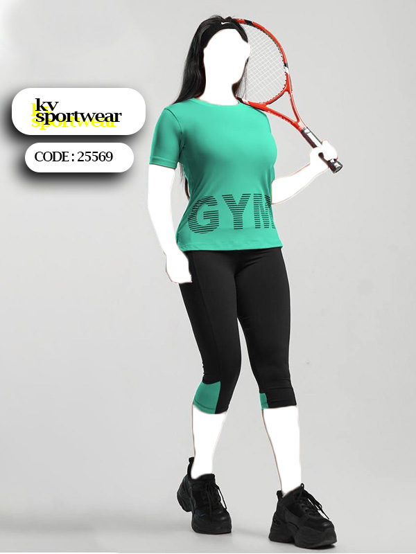 ست تیشرت شلوارک ورزشی زنانه GYM کد 002