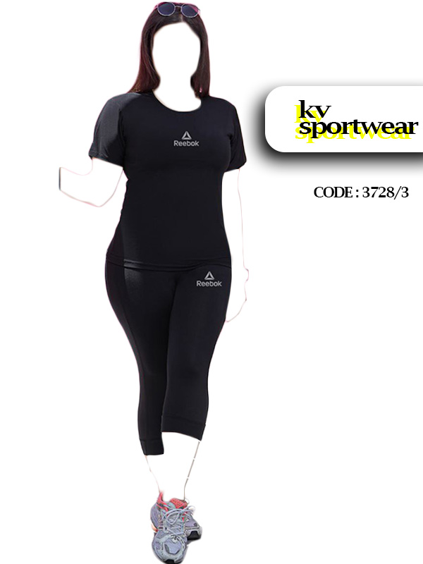 ست تیشرت شلوارک سایز بزرگ ورزشی زنانه Reebok کد 002