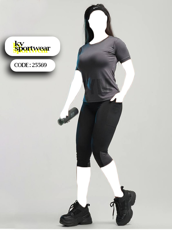 ست تیشرت شلوارک ورزشی زنانه GYM کد 002